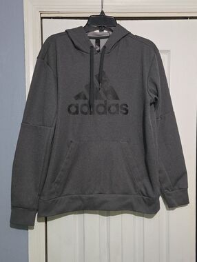 adidas Dark Gray Pullover Hoodie with Logo